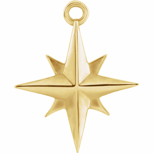 14K Yellow 11.7x9.6 mm Celestial Star Dangle