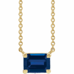 14K Yellow Lab-Grown Blue Sapphire 18" Necklace