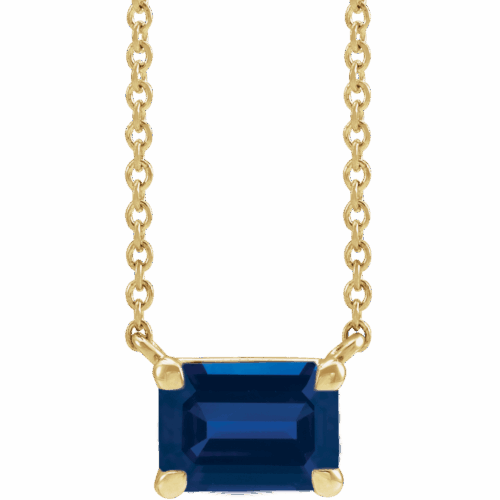 14K Yellow Lab-Grown Blue Sapphire 18" Necklace
