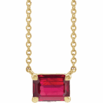 14K Yellow Lab-Grown Ruby 18" Necklace