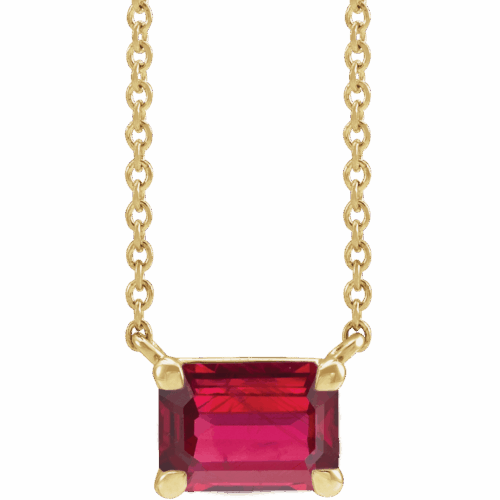 14K Yellow Lab-Grown Ruby 18" Necklace