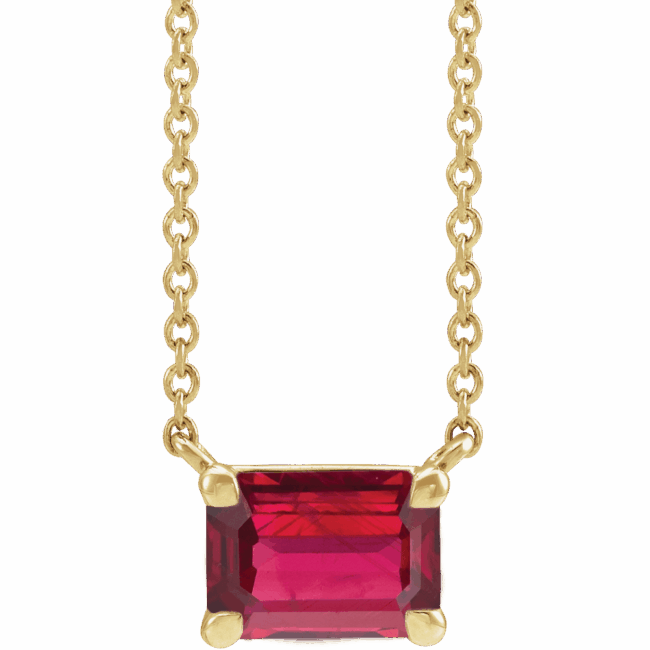 14K Yellow Lab-Grown Ruby 18" Necklace