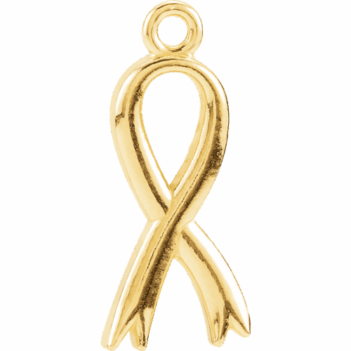 14K Yellow Posh Mommy® Breast Cancer Awareness Dangle